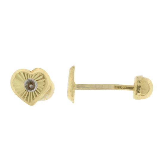 Broqueles Fátima Corazón con Zirconia, Oro 14K