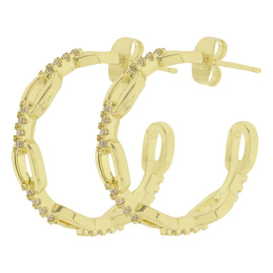 Arracadas Elle Milán Pavé, Acero Dorado