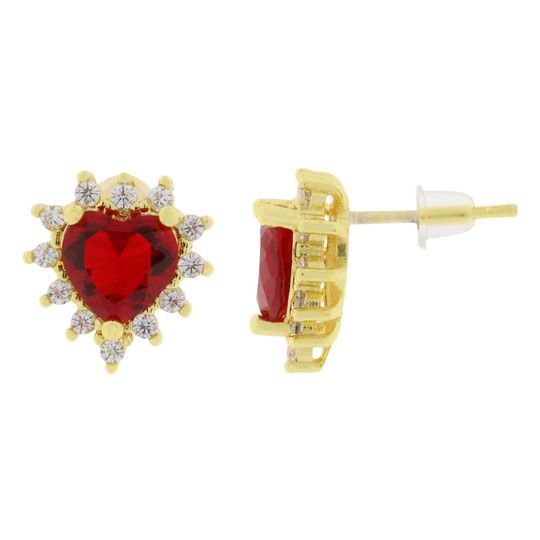 Set Gabrielle Corazon Rojo Rubí y Zirconias, Chapado