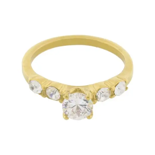 AN SOLITARIO CUATRO ZIRCONIAS, ACERO DORADO