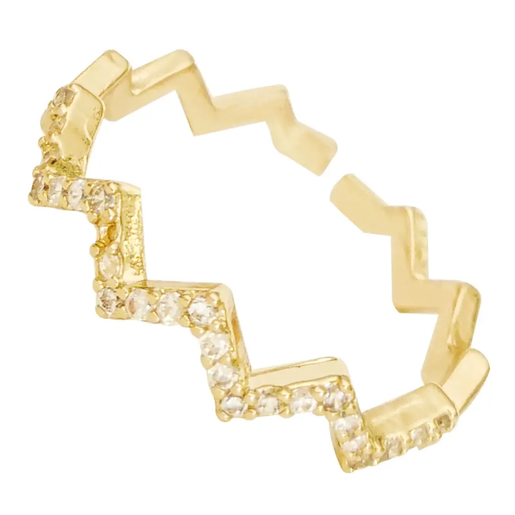 AN ZIGZAG CON ZIRCONIAS, ACERO DORADO