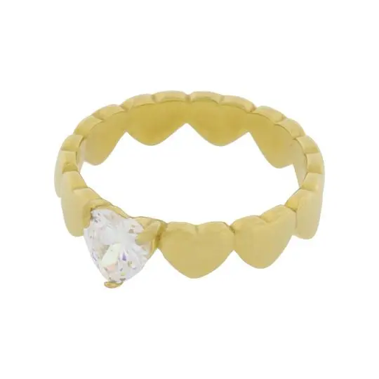 AN CORAZONES PIEDRA BLANCA, ACERO DORADO