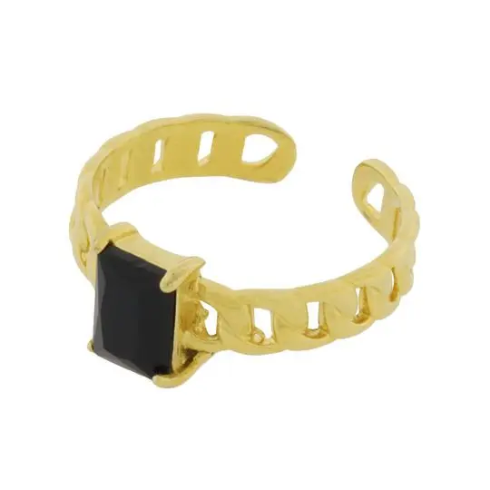 AN CADENA PIEDRA NEGRA, ACERO DORADO