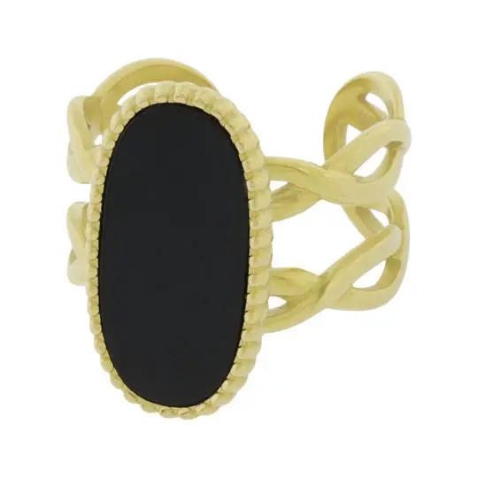 AN OVALO NEGRO, ACERO DORADO