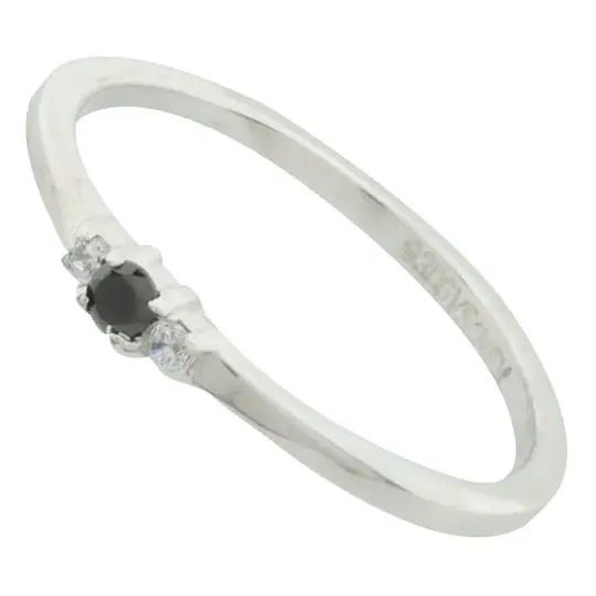 SOLITARIO MINI NEGRO, PLATA RODIZADA