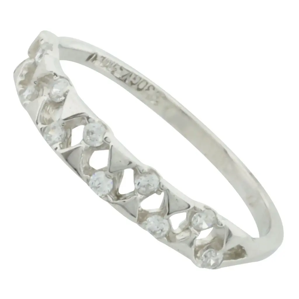 AN TRIANGULOS CON ZIRCONIAS, PLATA RODIZADA