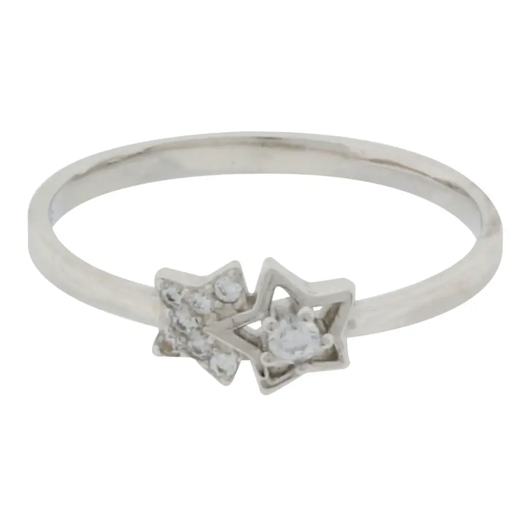 AN DOS ESTRELLAS ZIRCONIAS, PLATA RODIZADA