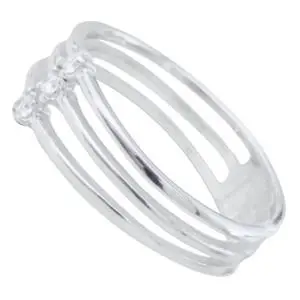 AN TRIPLE CON ZIRCONIAS, PLATA RODIZADA