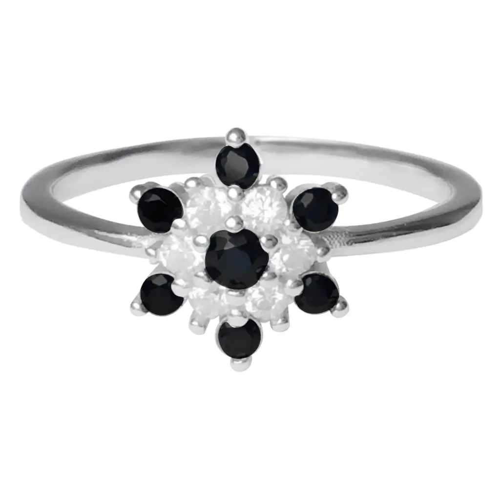 AN FLOR ZIRCONIAS BICOLOR, PLATA RODIZADA