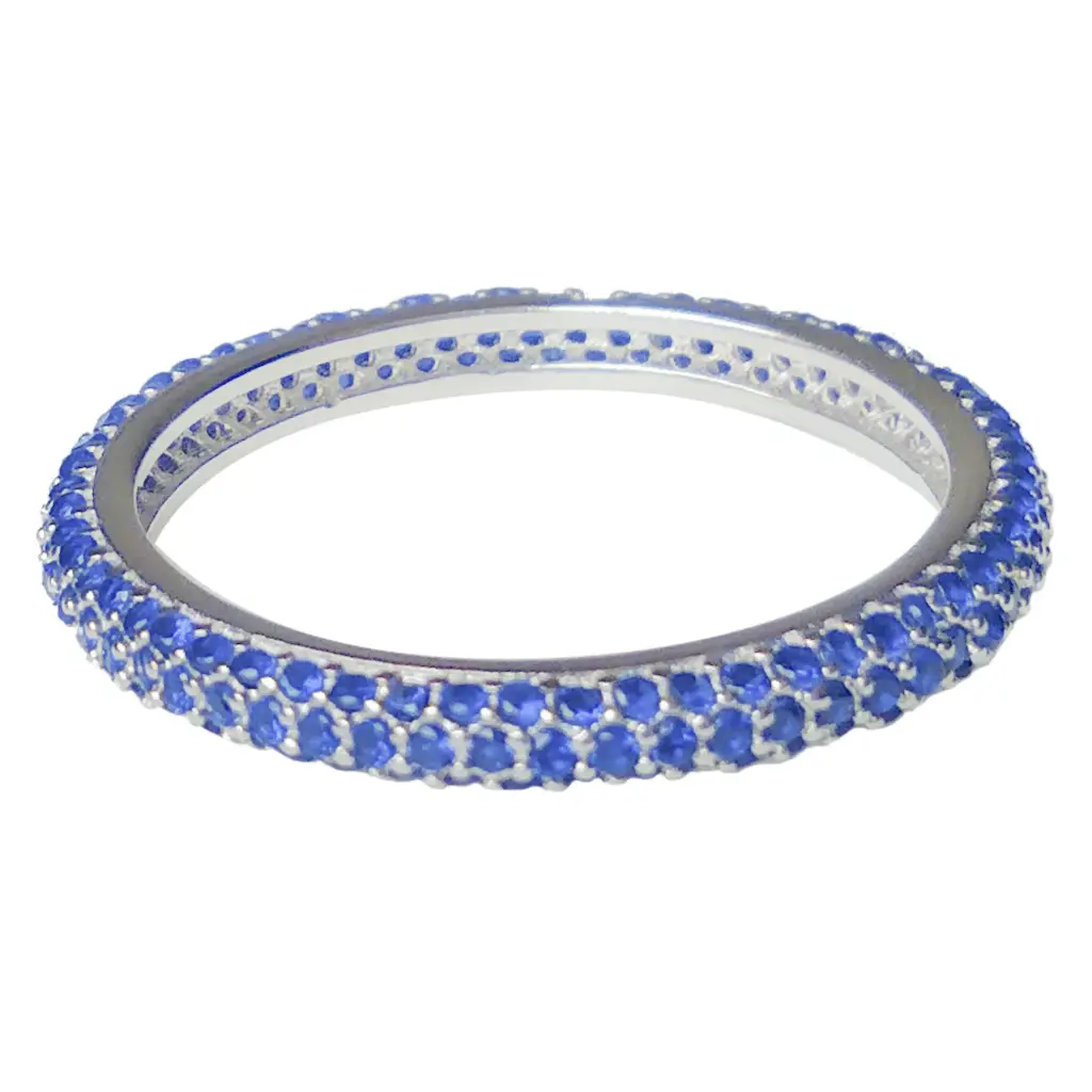 ARGOLLA PAVÉ AZUL, PLATA RODIZADA