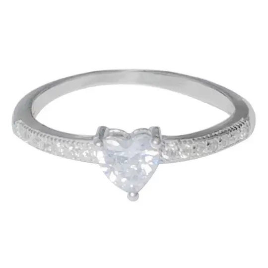 SOLITARIO PIEDRA CORAZON, PLATA RODIZADA