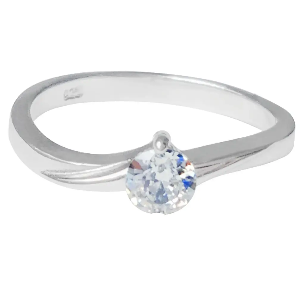 SOLITARIO PIEDRA REDONDA, PLATA RODIZADA