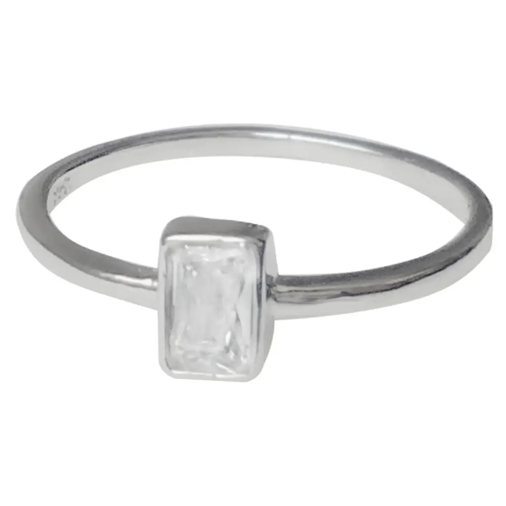 SOLITARIO PIEDRA BISEL, PLATA RODIZADA