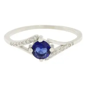 SOLITARIO PIEDRA AZUL, PLATA RODIZADA