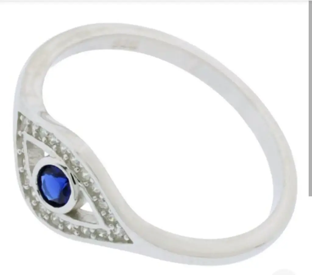 AN OJITO PIEDRA AZUL, PLATA RODIZADA