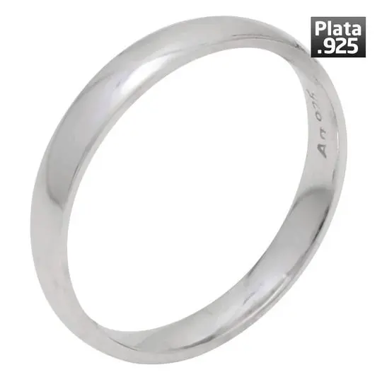 ARGOLLA LISA, PLATA. 925 CON BAÑO DE RODIO