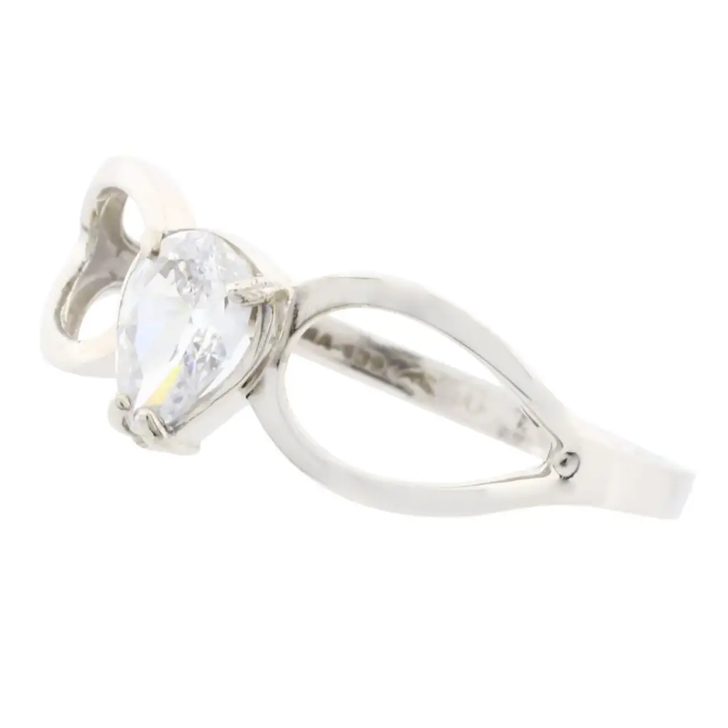 SOLITARIO DOS HOJAS, PLATA .925 CON BAÑO DE RODIO