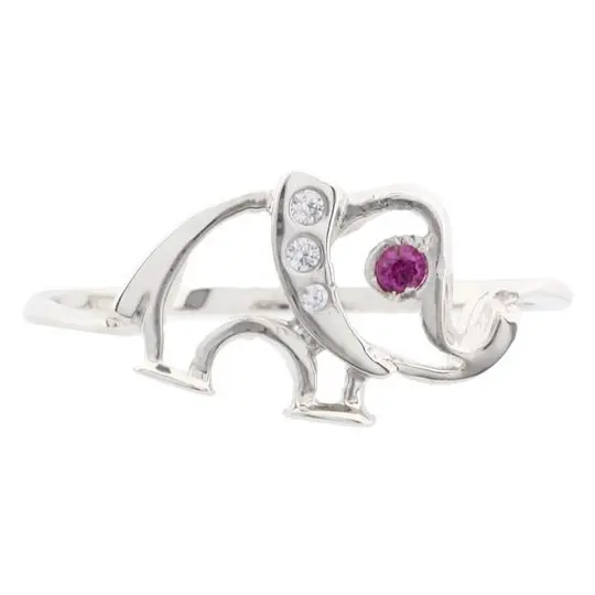 AN ELEFANTE CON ZIRCONIAS, PLATA .925 CON BAÑO DE RODIO