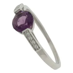AN PIEDRA REDONDA MORADA, PLATA .925 RODIZADA