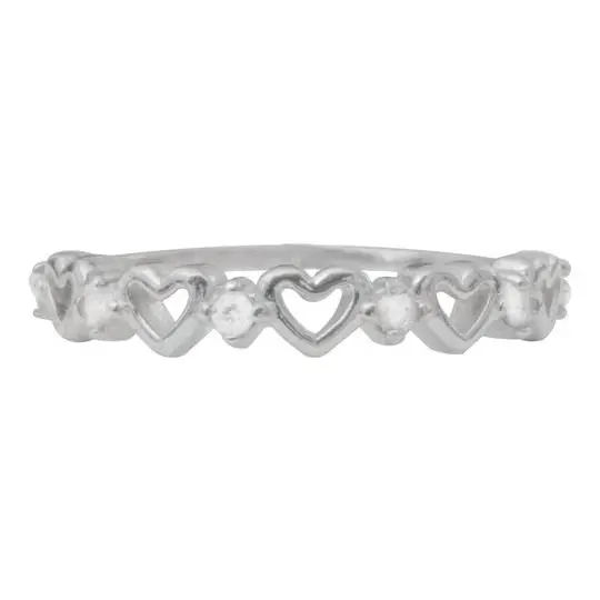 AN CORAZONES CALADOS Y ZIRCONIAS, PLATA .925 RODIZADA