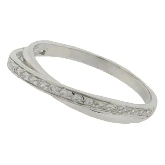 [214048] AN LINEA CRUZADA  ZIRCONIAS, PLATA .925 RODIZADA