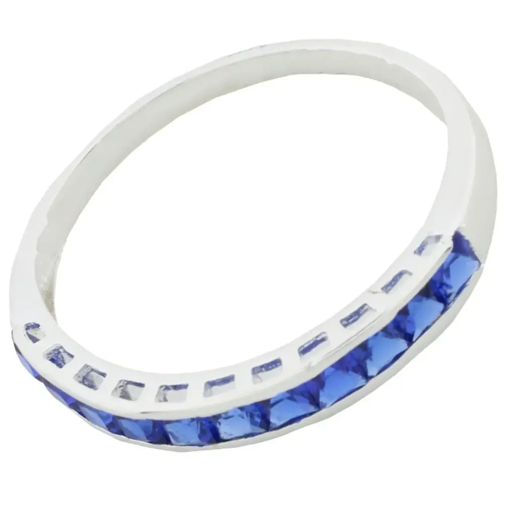AN ZIRCONIAS AZULES BISEL, PLATA .925