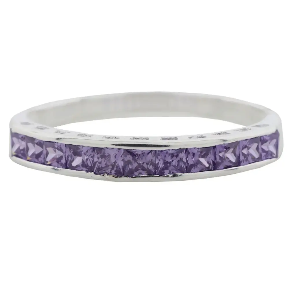 [214064] AN ZIRCONIAS MORADAS BISEL, PLATA .925
