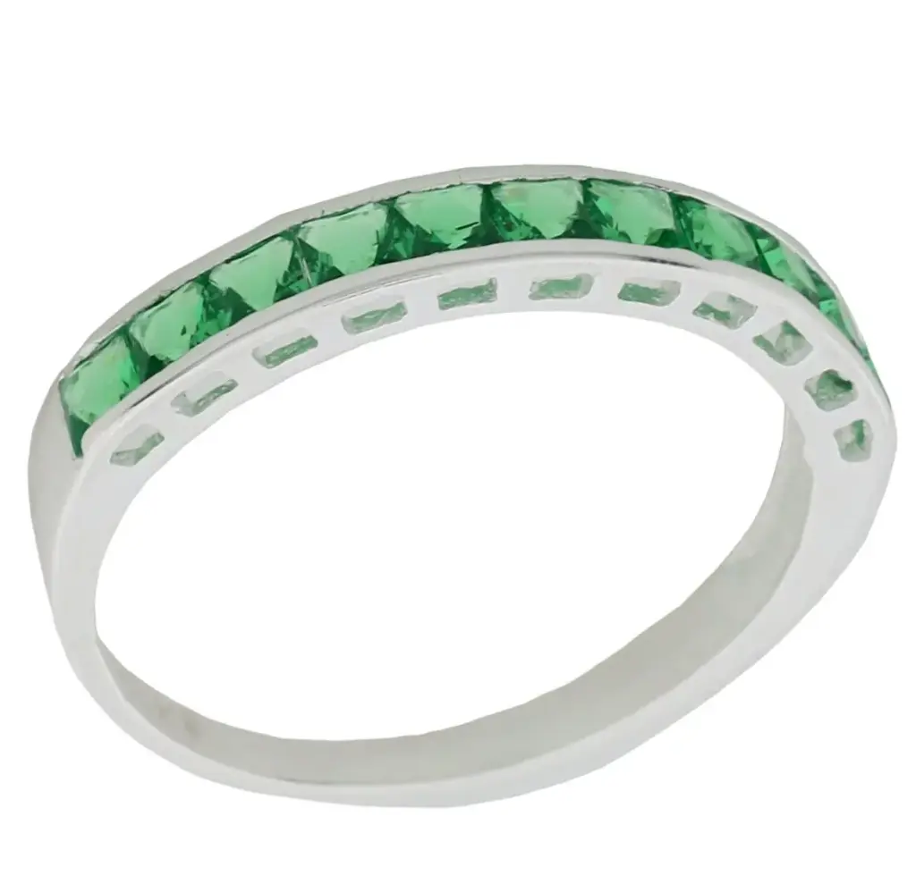 [214065] AN ZIRCONIAS VERDES BISEL, PLATA .925