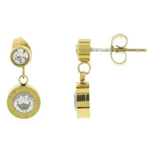 AR DOBLE CIRCULO NUMEROS ROMANOS, ACERO DORADO