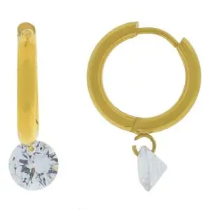 ARR LISA CON PIEDRA COLGANTE, ACERO DORADO