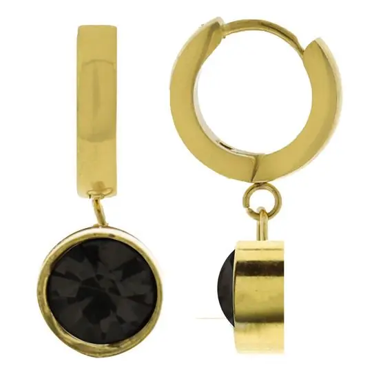 HUG CIRCULO NEGRO COLGANTE, ACERO DORADO