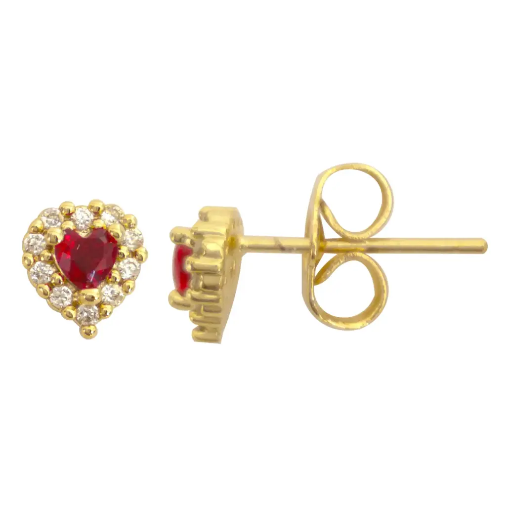 AR CORAZÓN ROJO CON ZIRCONIAS