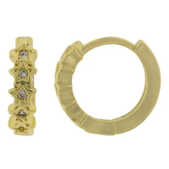 HUG ESTRELLITAS ZIRCONIAS, ACERO DORADO