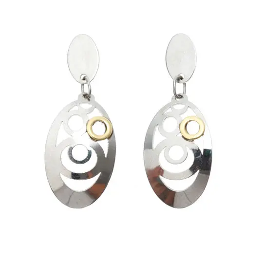 AZAG027AT ARETES ELIPCES ACERO CON DETALLE ORO 18 K