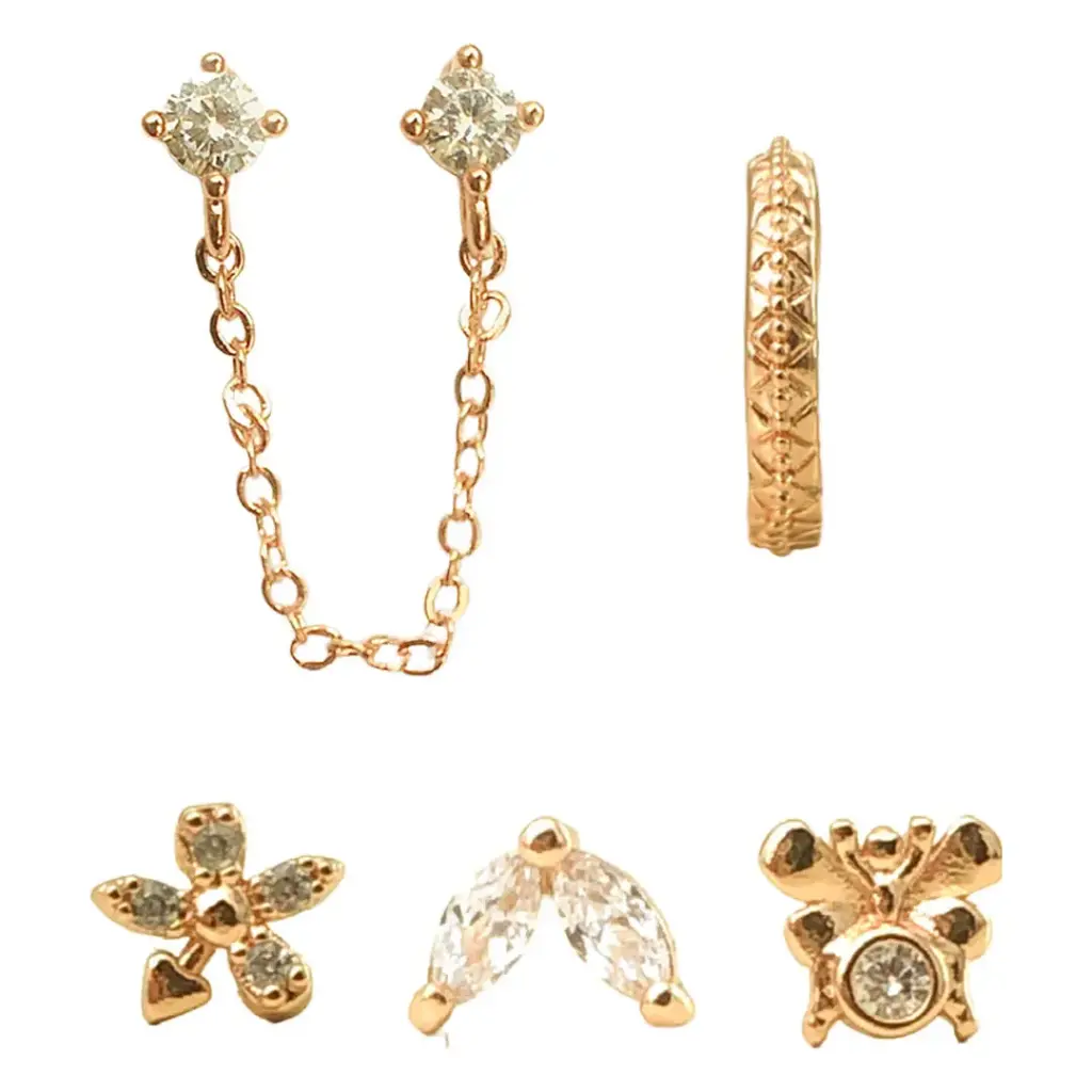 SET ARETES FLORES, CHAPA