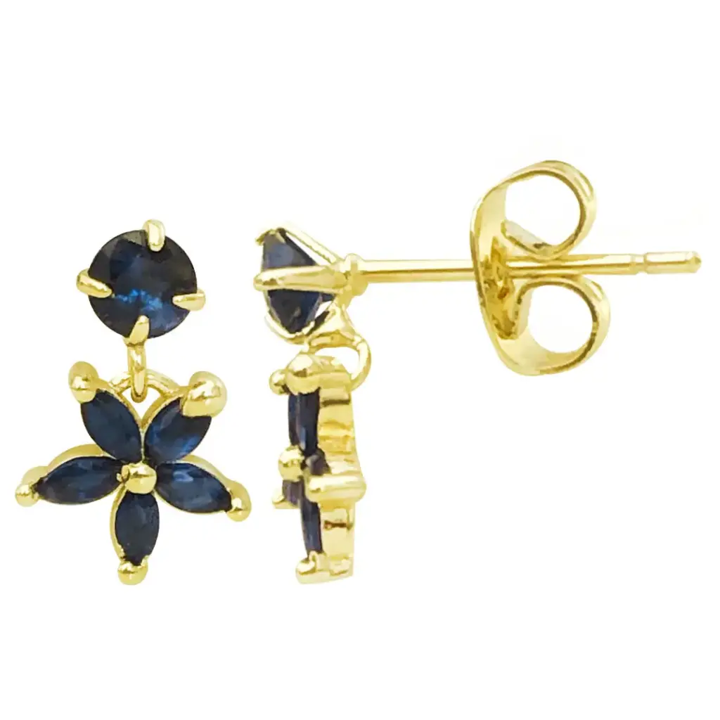 ARETES FLOR AZUL, CHAPA
