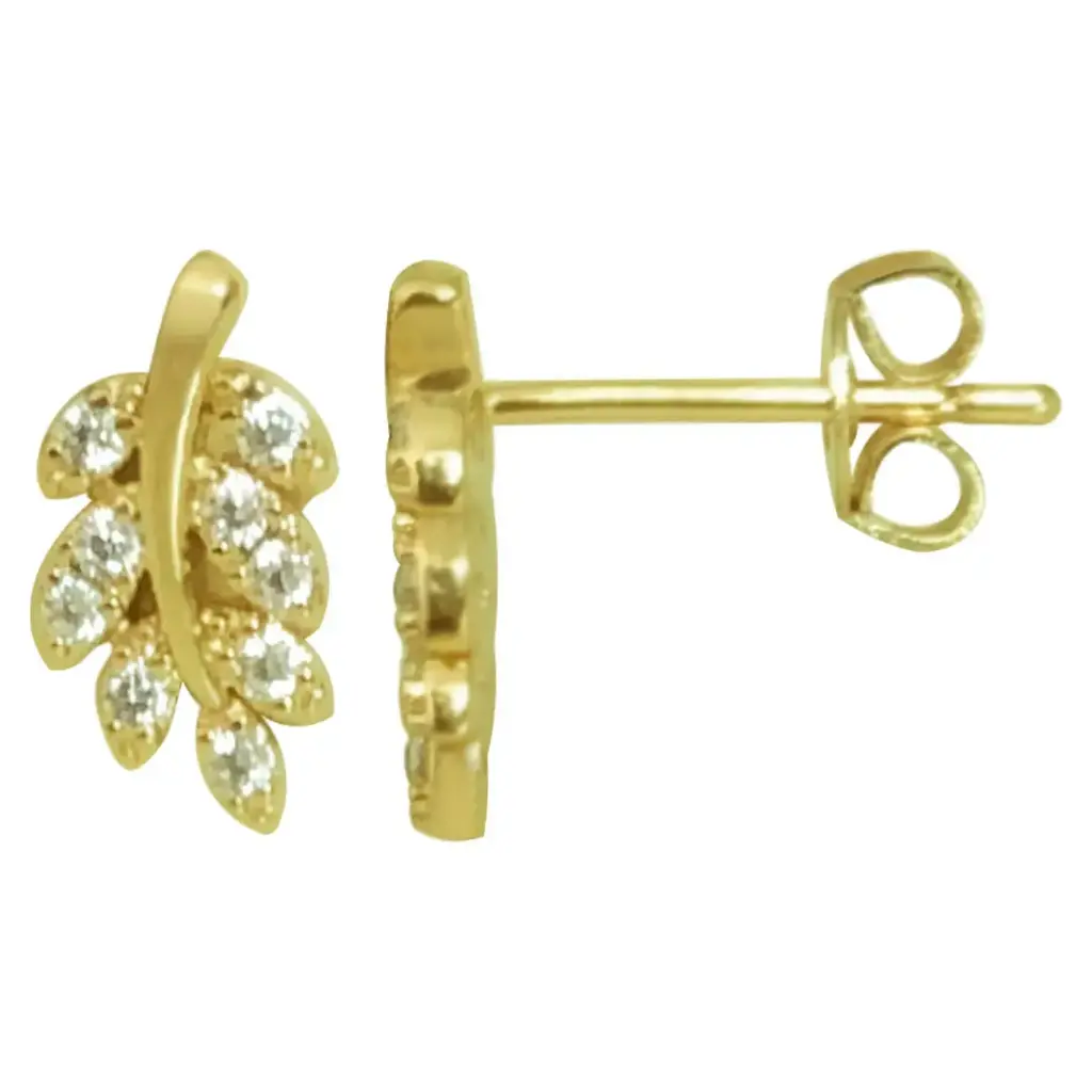 ARETES HOJITAS ZIRCONIAS, CHAPA