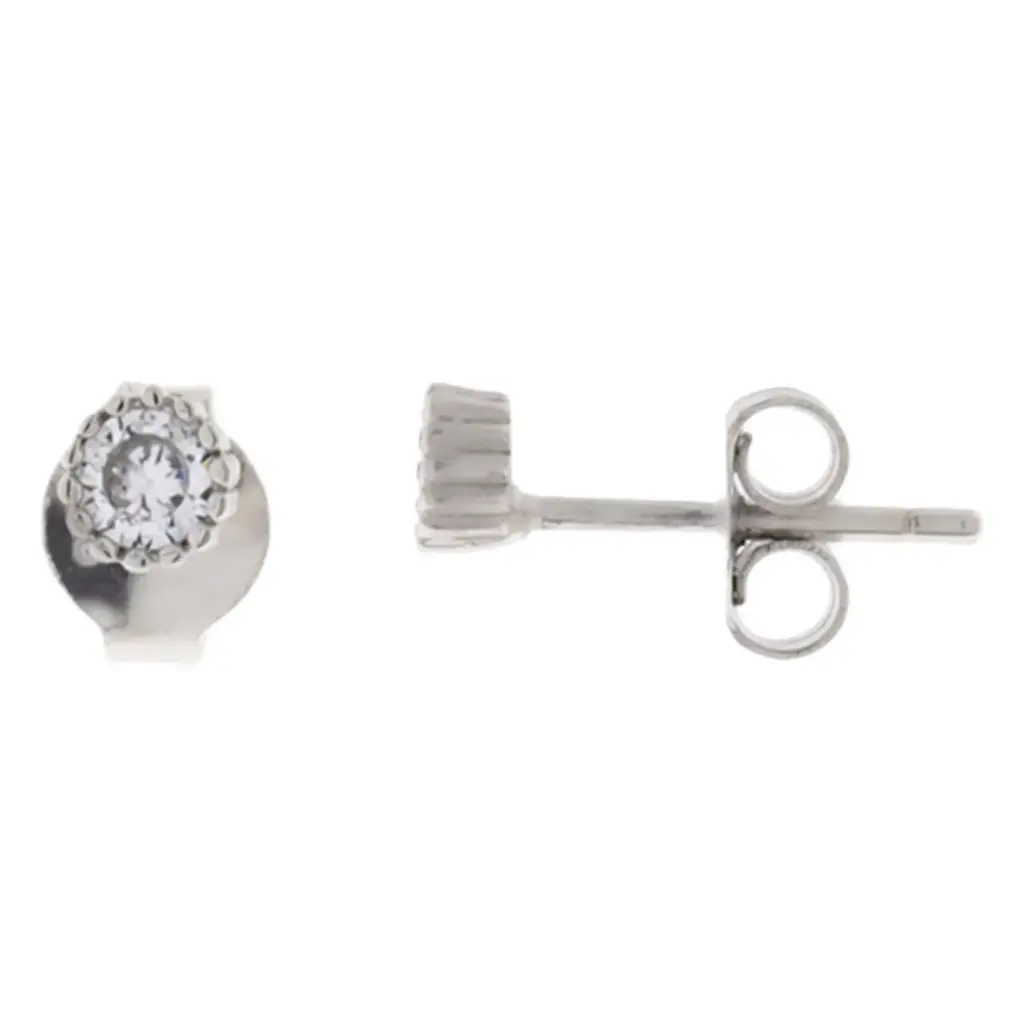 AR PIEDRA BISEL BOLEADO, PLATA .925 RODIZADA