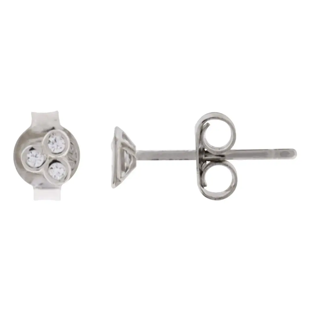 AR TRES ZIRCONIAS, PLATA .925 RODIZADA