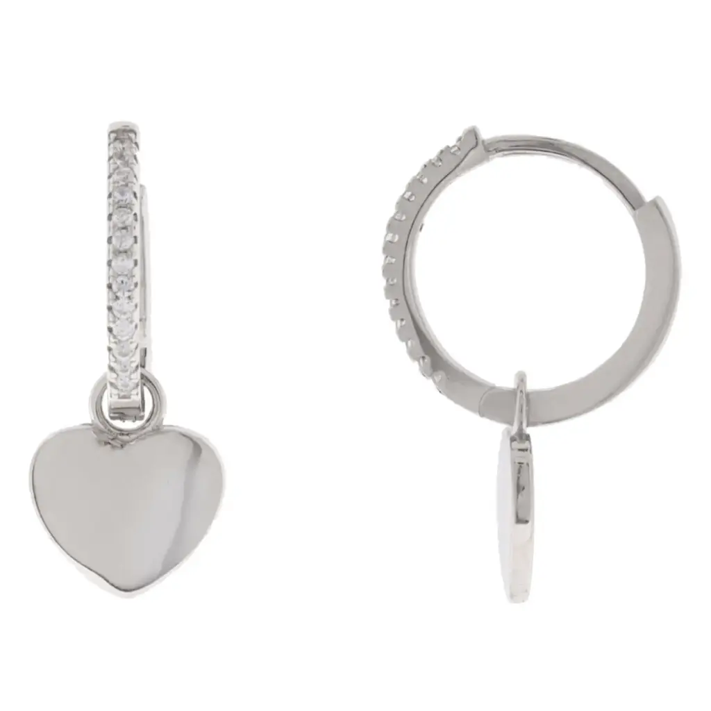 HG PLATINADOS CORAZÓN LISO, PLATA .925 RODIZADA