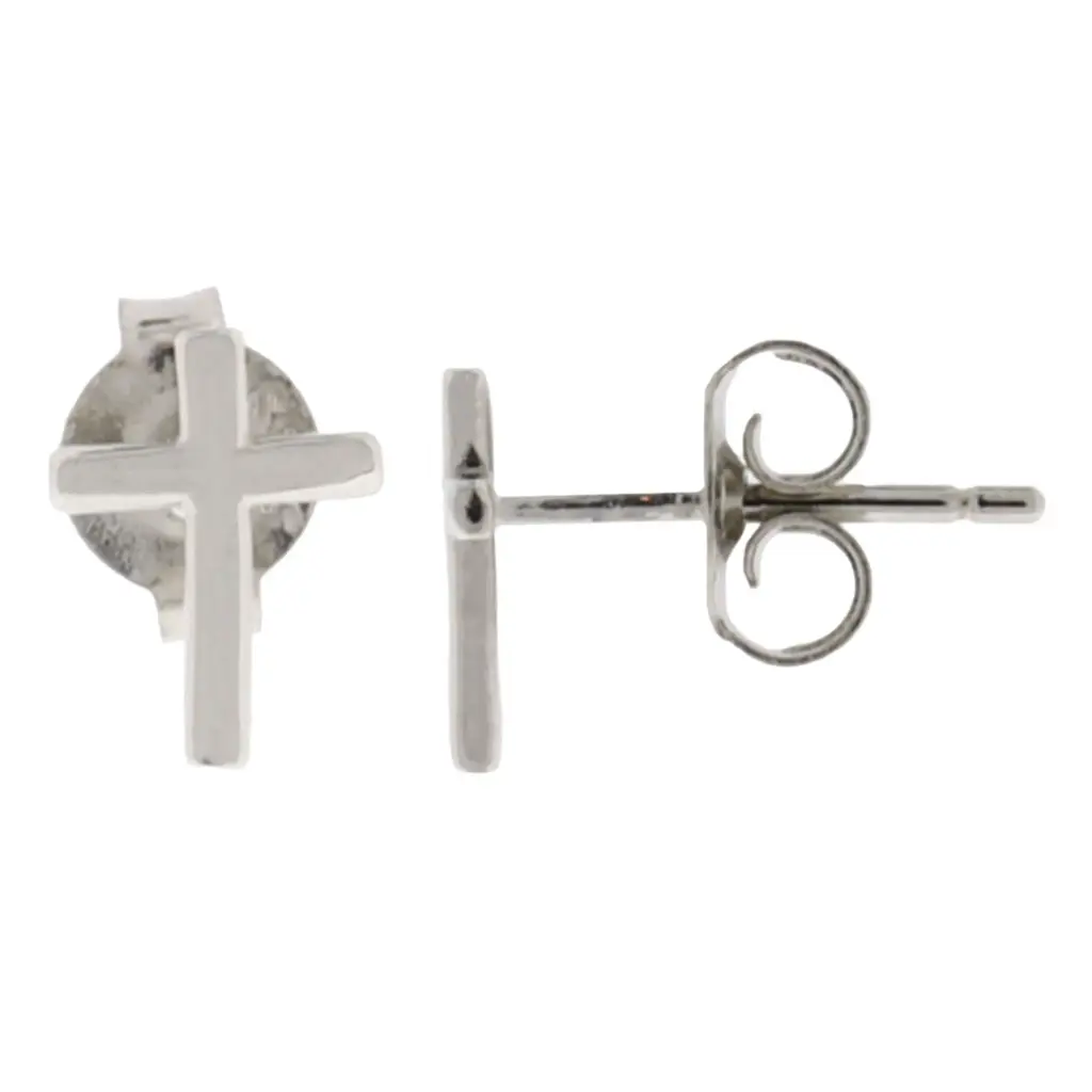 ARETES CRUZ LISA, PLATA .925 RODIZADA