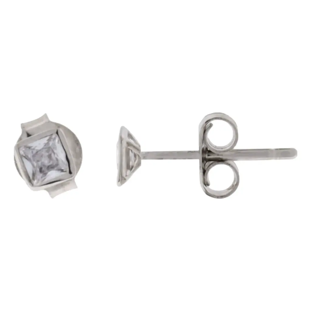 ARETES PIEDRA CUADRADA MINI, PLATA