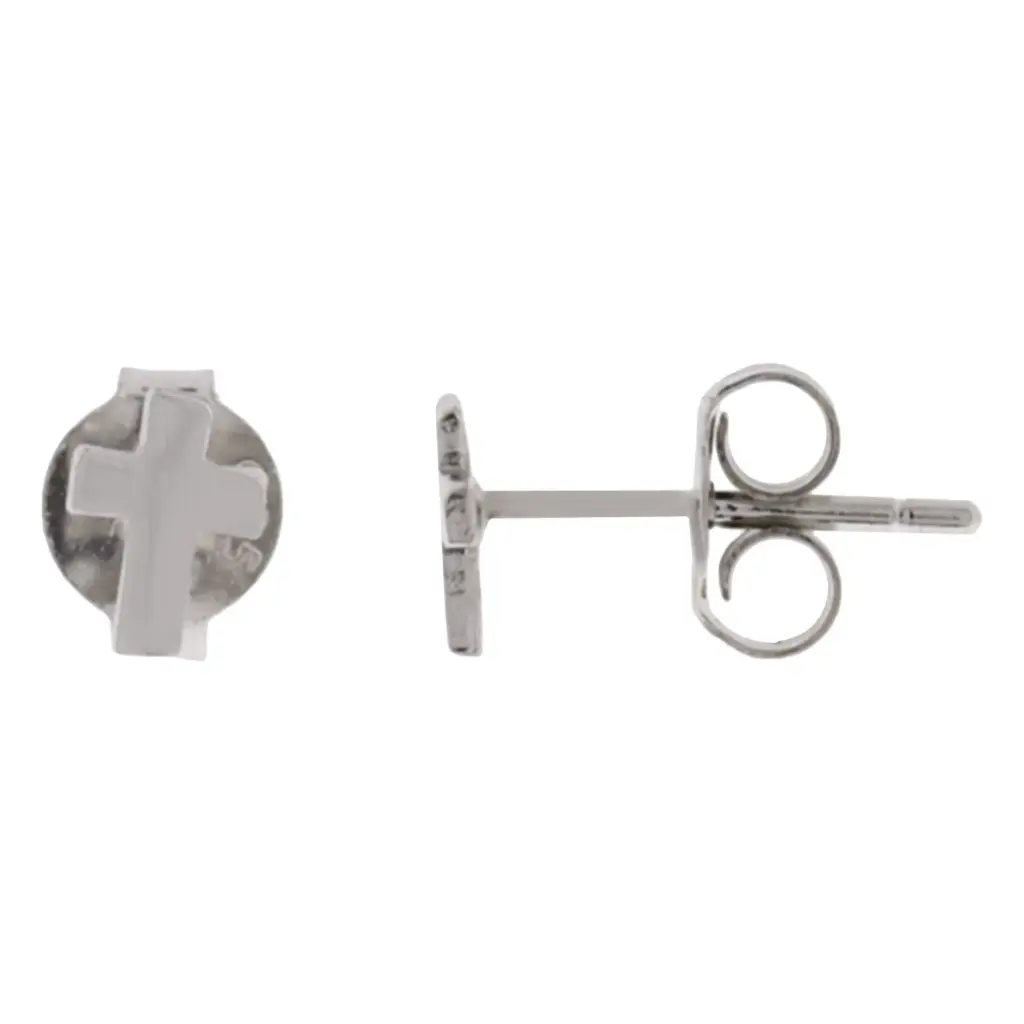 ARETES CRUZ MINI, PLATA .925 RODIZADA