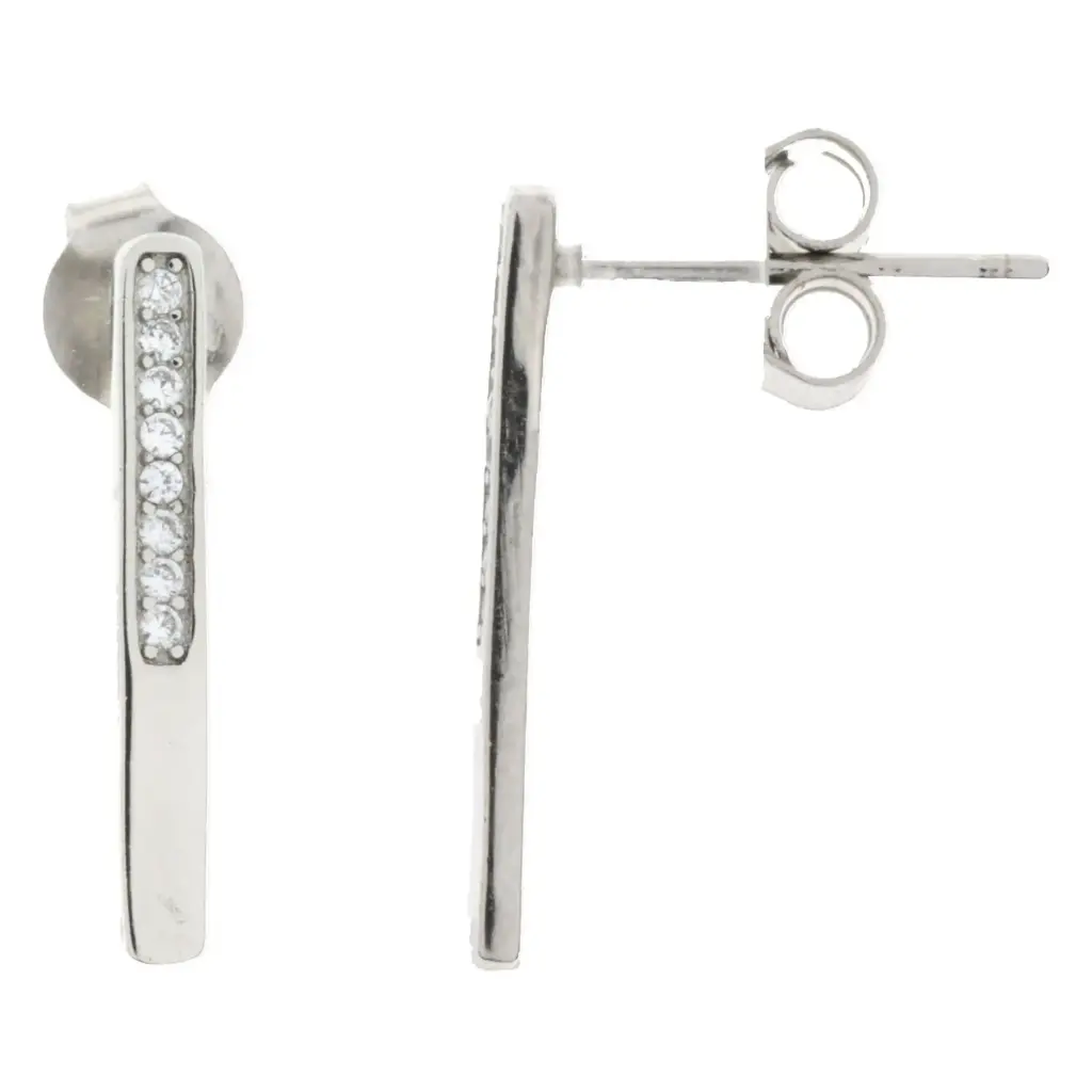 ARETES LÍNEA PAVÉ, PLATA RODIZADA