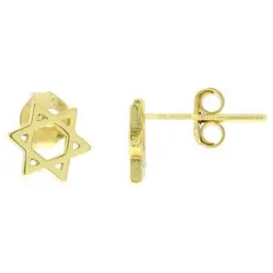 ARETES ESTRELLA DE DAVID,  PLATA DORADA