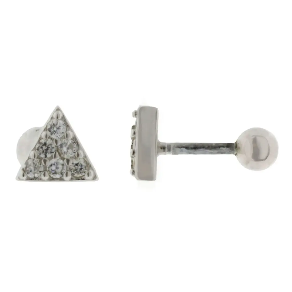 BR TRIANGULO PAVÉ, PLATA .925 RODIZADA