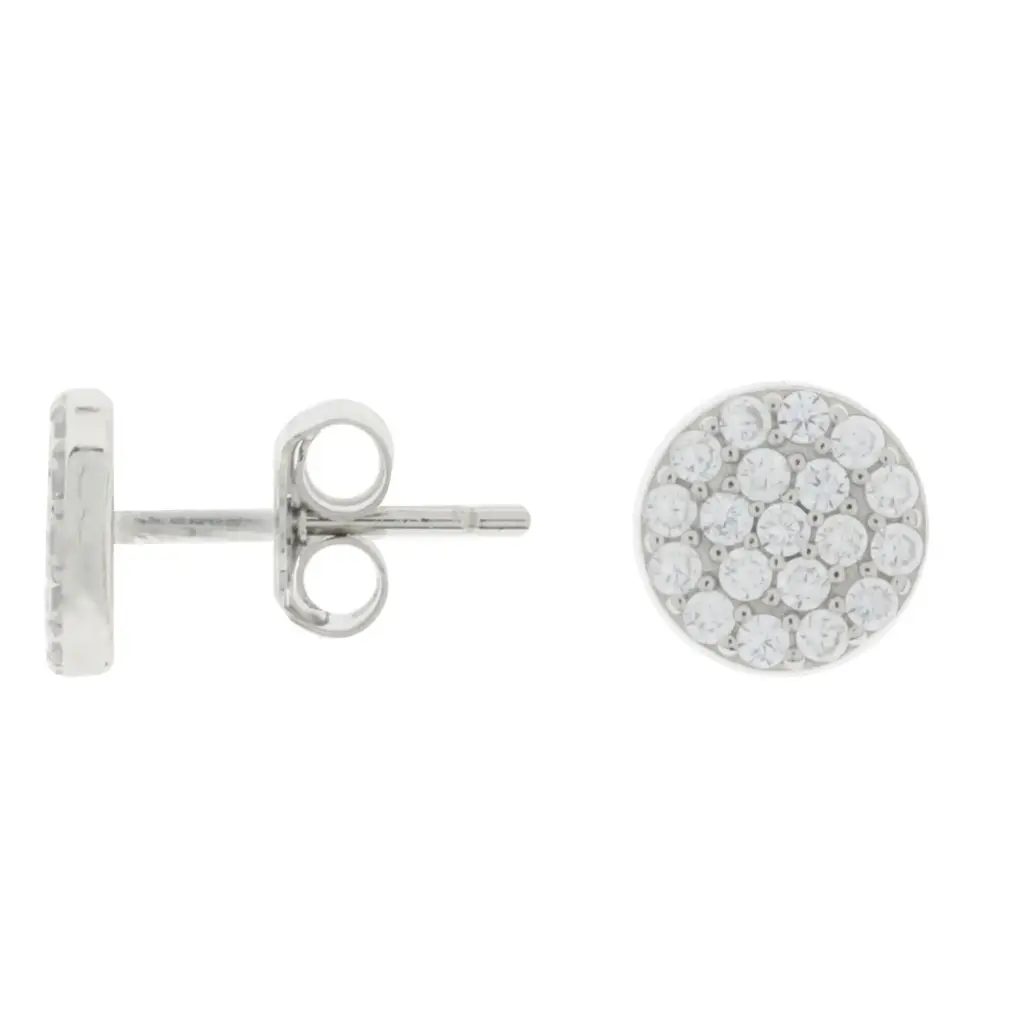 ARETES CIRCULO PAVÉ, PLATA RODIZADA