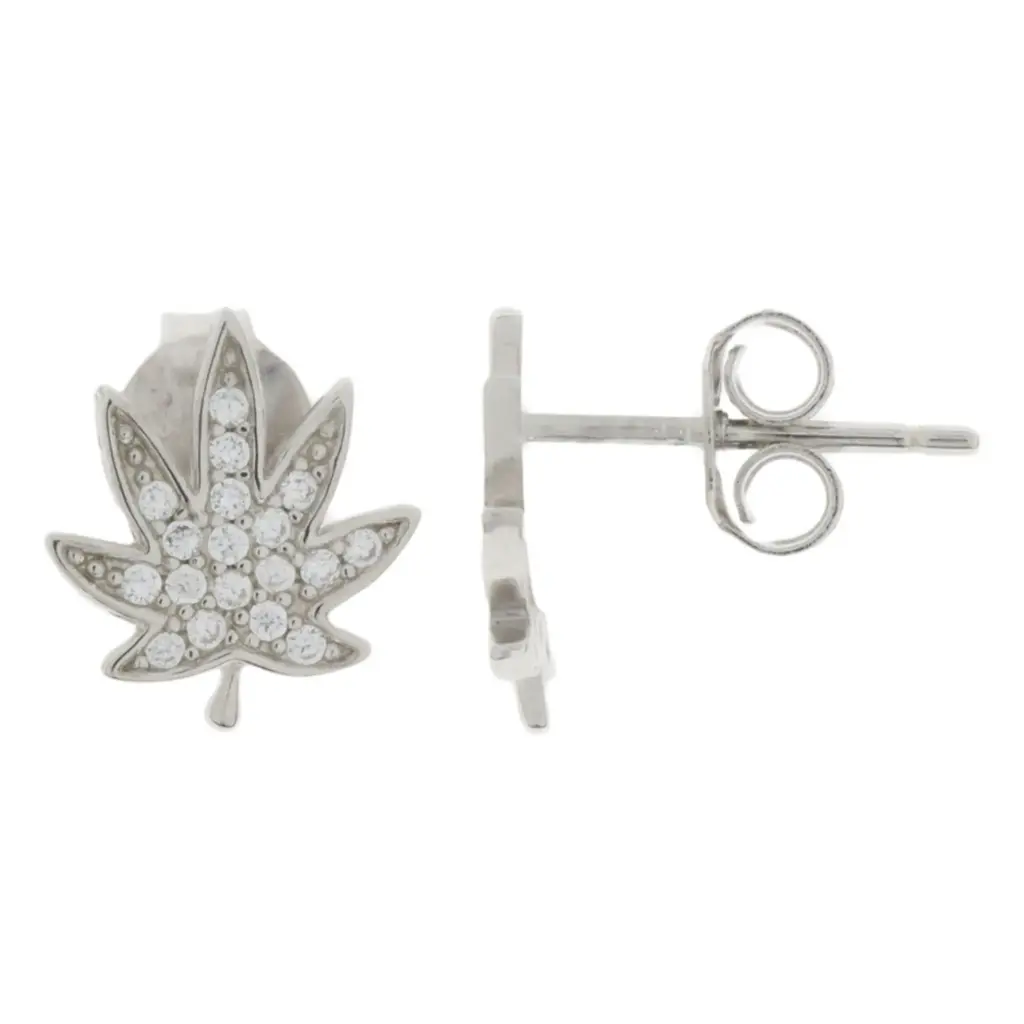 ARETES HOJITAS PAVÉ, PLATA RODIZADA