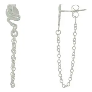ARETES VIBORITA CON CADENA PLATA RODIZADA