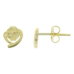 ARETES SILUETA CORAZÓN, PLATA DORADA